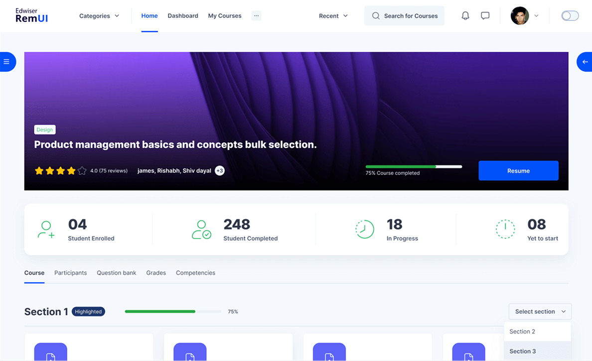 Edwiser RemUI Moodle plugin