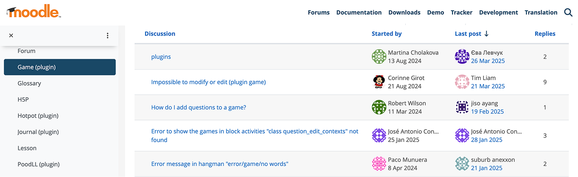 Game plugin for Moodle