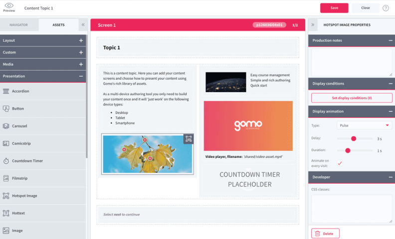 Editing presentations in Gomo Learning